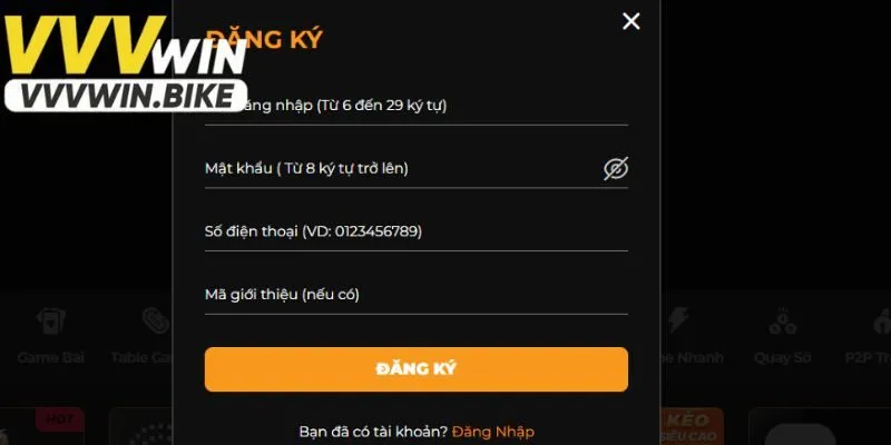 Hướng dẫn đăng ký VVVWIN đá gà online đơn giản